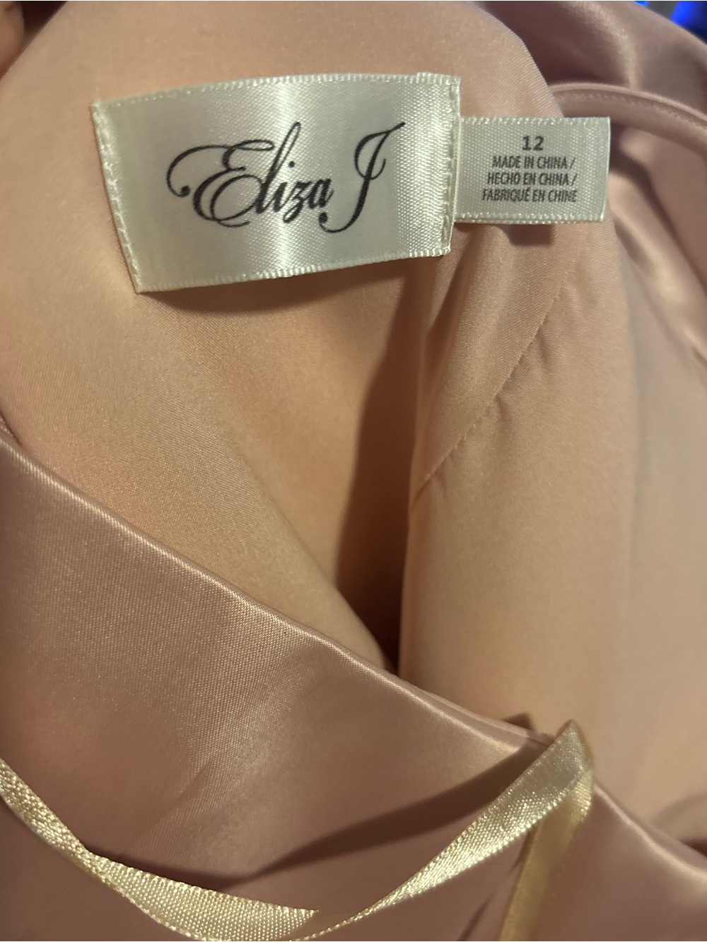 🌸Eliza J One-Shoulder Blush Satin Cocktail Dress with Beaded Waist - Picture 4 of 7